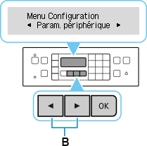 Écran Menu Configuration : Sélectionnez Param. périphérique